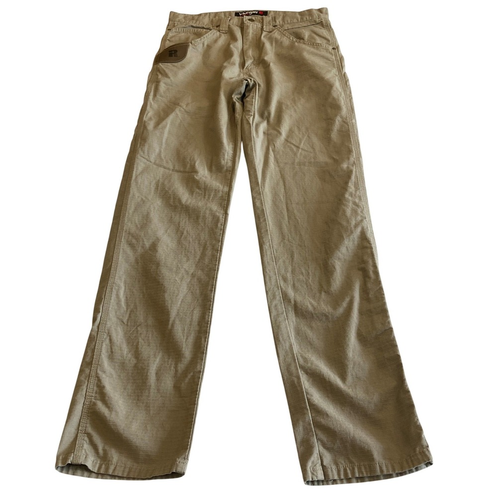 Wrangler Riggs Mens 30x34 Workwear Ripstop Pants Khaki Tan Straight Leg Cargo